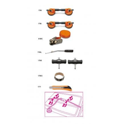 BETA 017660100 - Composition de 8 outils pour vitres automobile