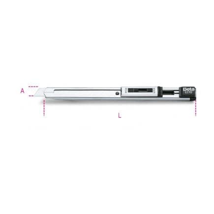 BETA 017700001 - Cutter extra-plat à lame sécable 9 mm avec 2 lames de rechange (lot muliple)