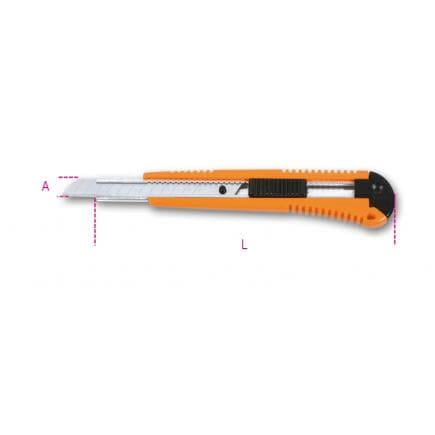 BETA 017700025 - Cutter de 9 mm avec blocage automatique de la lame avec 3 lames de rechange (lot muliple)