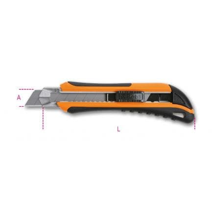 BETA 017710050 - Cutter à lame sécable 18 mm, avec 6 lames à rechargement automatique (lot muliple)