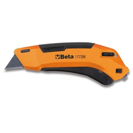 BETA 017720040 - Cutter de sécurité à lame rétractable, avec 4 lames (lot muliple)