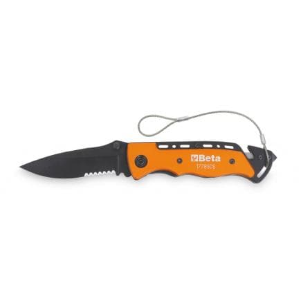 BETA 017784080 - Couteau de survie auto avec fonction marteau brise-vitre et coupe-ceinture de sécurité avec étui, H-SAFE