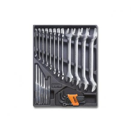 BETA 024240031 - Plateau thermoformé rigide avec clés mixtes et clés hexagonales coudées en pouces et chasse-goupilles (27 pcs.)