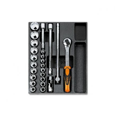 BETA 024240083 - Plateau thermoformé rigide avec cliquet et clés à douille 1/2" (24 pcs.)