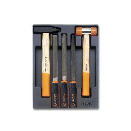 BETA 024240231 - Plateau thermoformé rigide avec marteaux, maillets et limes (5 pcs.)