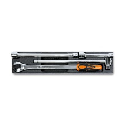 BETA 024240106 - Plateau thermoformé rigide avec cliquet et accessoires 3/4" (4 pcs.)