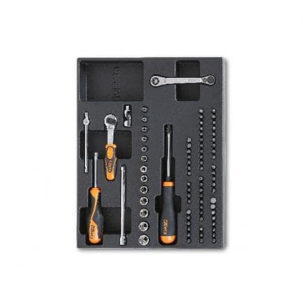 BETA 024240085 - Plateau thermoformé rigide avec cliquet et clés à douille 1/4" (80 pcs.)