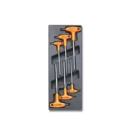 BETA 024240055 - Plateau thermoformé rigide avec clés mâles coudées avec manche pour vis Torx® (6 pcs.)