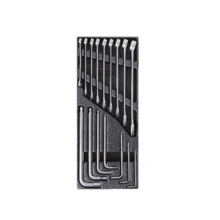 BETA 024240023 - Plateau thermoformé rigide avec clés mixtes et clés hexagonales coudées en acier inoxydable (16 pcs.)