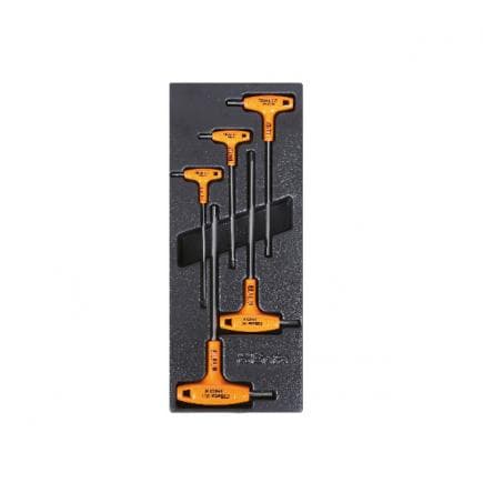 BETA 024240057 - Plateau thermoformé rigide avec clés hexagonales coudées avec manche en acier inoxydable (5 pcs.)