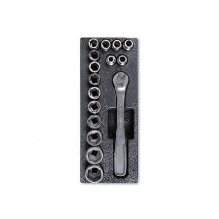 BETA 024240099 - Plateau thermoformé rigide avec cliquet et clés à douille 1/2" Inox (16 pcs.)