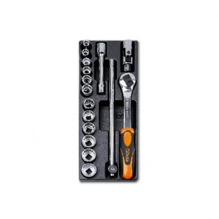 BETA 024240102 - Plateau thermoformé rigide avec cliquet et clés à douille 1/2" (16 pcs.)