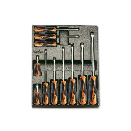 BETA 024240167 - Plateau thermoformé rigide avec tournevis Beta Grip pour vis à lame plate (11 pcs.)