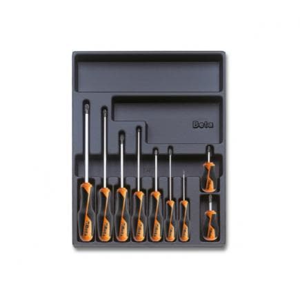 BETA 024240168 - Plateau thermoformé rigide avec tournevis Beta Grip pour vis Phillips® (9 pcs.)