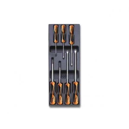 BETA 024240208 - Plateau thermoformé rigide avec tournevis Beta Grip pour lame plate et vis Phillips® (7 pcs.)