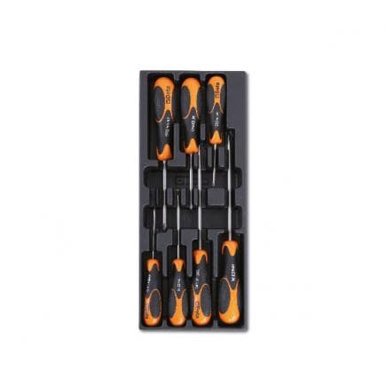 BETA 024240228 - Plateau thermoformé rigide avec tournevis Beta Inox pour lame plate et vis Phillips® (7 pcs.)