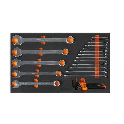 BETA 024500031 - Plateau mousse avec clés mixtes et clés hexagonales coudées en pouces (27 pcs.)