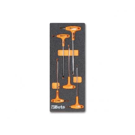BETA 024500055 - Plateau thermoformé souple avec clés à six pans creux avec manche pour vis Torx® (5 pcs.)