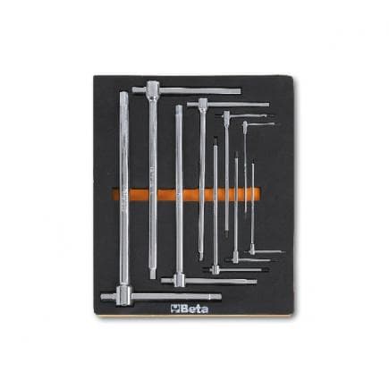 BETA 024500069 - Plateau thermoformé souple avec clés à manche en T à trois embouts mâles hexagonaux (9 pcs.)