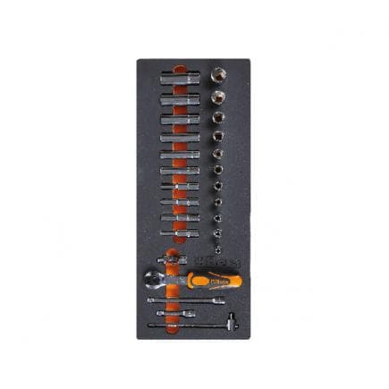 BETA 024500094 - Plateau mousse avec cliquets et douilles 1/4" pouces (26 pcs.)