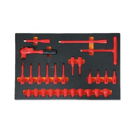 BETA 024500108 - Plateau thermoformé souple avec cliquets et douilles isolées 1000V (27 pcs.)