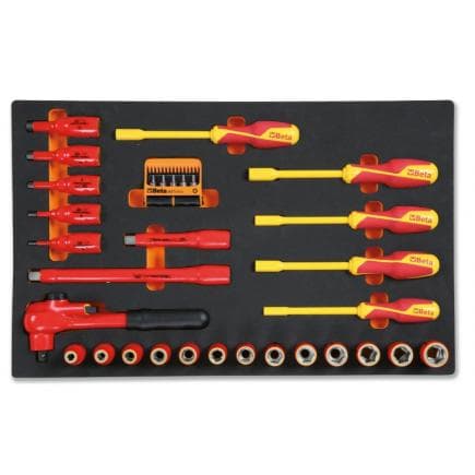 BETA 024500110 - Plateau thermoformé souple avec cliquets et douilles isolées 1000V (37 pcs.)
