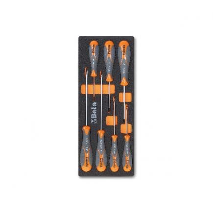 BETA 024500180 - Plateau thermoformé souple avec tournevis Beta Grip pour lame plate et vis Phillips® (7 pcs.)