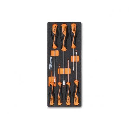 BETA 024500199 - Plateau thermoformé souple avec tournevis Beta Grip pour vis à lame plate (7 pcs.)