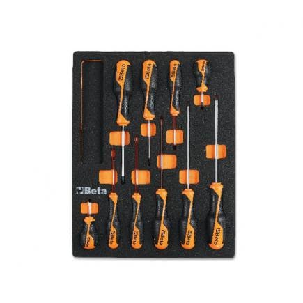 BETA 024500209 - Plateau thermoformé souple avec tournevis Beta Grip pour lame plate et vis Phillips® (10 pcs.)