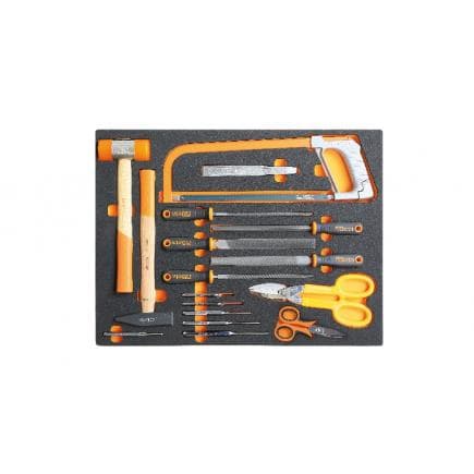 BETA 024504258 - Plateau souple en EVA avec percussion , lime et outils de coupe (17 pcs.)