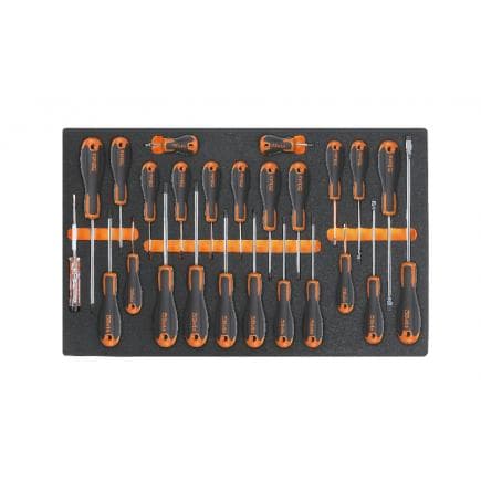 BETA 024500213 - Plateau thermoformé souple avec tournevis Beta Easy pour vis à fente, Phillips® et Torx® (25 pcs.)