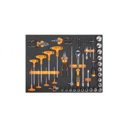 BETA 024504238 - Plateau souple EVA Douilles 1/2", clés mâles hexagonales coudées et pinces (80 pcs.)