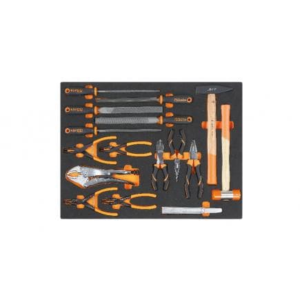 BETA 024504265 - Outils de percussion à plateau souple en EVA, limes, pinces pour circlips et anneaux autobloquants (16 pcs.)