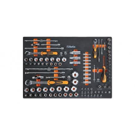 BETA 024580105 - Plateau en mousse avec douilles 1/4", 3/8" et 1/2" (107 pcs.)
