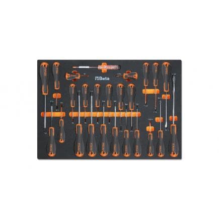 BETA 024580211 - Plateau thermoformé souple avec tournevis Beta Easy pour vis à fente, Phillips® et Torx® (25 pcs.)