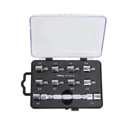 BETA 030750410 - Set clé universelle à embout interchangeable avec 10 embouts pour serrage des rayons de roues