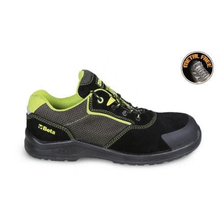 BETA 072230135 - Chaussure basse en croûte de velours avec inserts en maille à ventilation élevée et couvre-embout anti-abrasion, S1P SRC