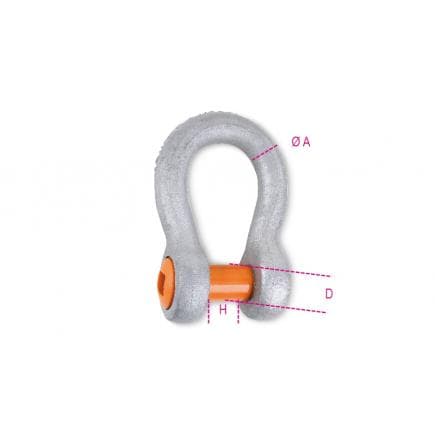 BETA 080329012 - ROBUR - Manille lyre haute résistance en acier allié, axe carré femelle, bride galvanisée à chaud (sous blister)