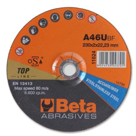 BETA 110240230 - Disques à tronçonner épaisseur fine, à moyeu déporté pour l'acier et l'inox (lot muliple)