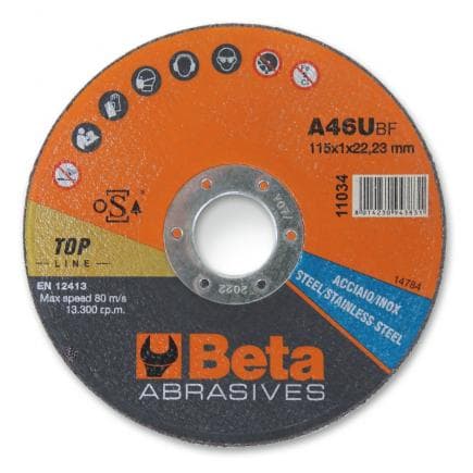 BETA 110340022 - Disques à tronçonner épaisseur fine, à moyeu plat pour l'acier et l'inox (lot muliple)