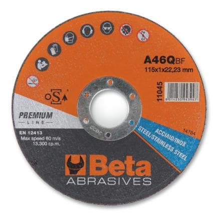 BETA 110460016 - Disques à tronçonner épaisseur fine, à moyeu plat pour l'acier et l'inox (lot muliple)