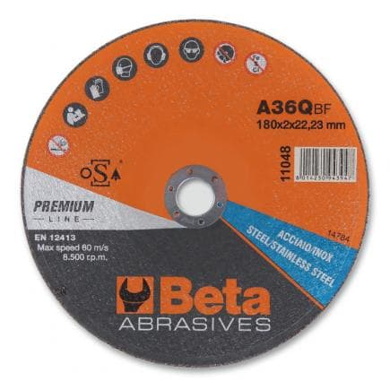 BETA 110490019 - Disques à tronçonner épaisseur fine, à moyeu plat pour l'acier et l'inox (lot muliple)