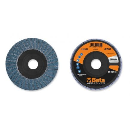 BETA 112020108 - Disque à lamelles plat Zirconium avec support plastique ø 125 mm (lot muliple)