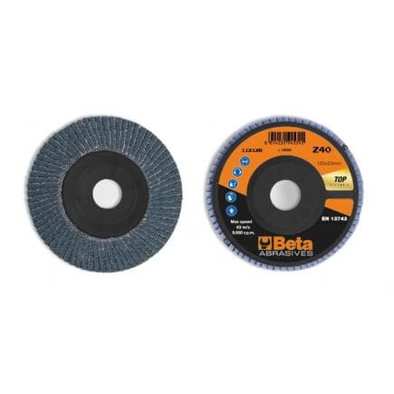 BETA 112120106 - Disque à lamelles plat Zirconium avec support plastique ø 125 mm (lot muliple)