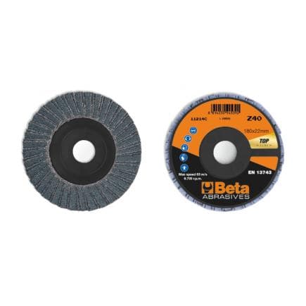 BETA 112140206 - Disque à lamelles plat Zirconium avec support plastique ø 180 mm (lot muliple)
