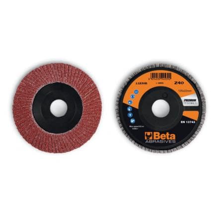 BETA 112300106 - Disque à lamelles plat Corindon avec support plastique ø 125 mm (lot muliple)