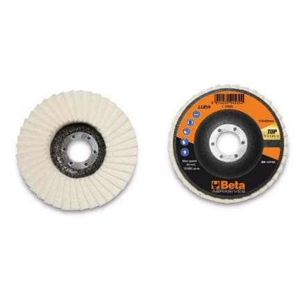 BETA 112590115 - Disques à lamelles en feutre pour polissage, support en fibre de verre et lamelle simple (lot muliple)