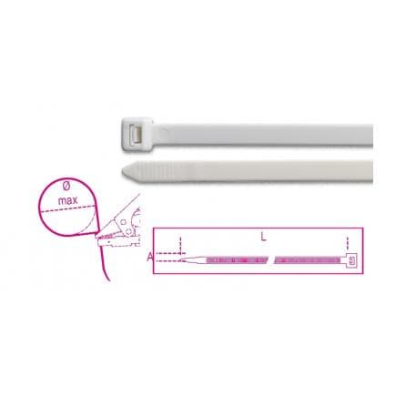 BETA BMB1025V0 - Collier en nylon autoextinguible, couleur blanche (lot muliple)