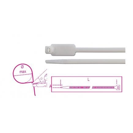 BETA BMBT12248 - Collier en nylon avec plaque longitudinale 13x27 mm, couleur naturelle (lot muliple)