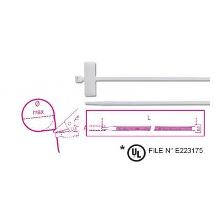BETA BMBT21025 - Collier en nylon avec plaque transversale 25x8 mm, couleur naturelle (lot muliple)